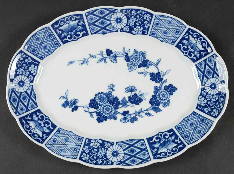 Blue Imari (L & M) 12" Oval Serving Platter by Lipper & Mann (L & M)-1