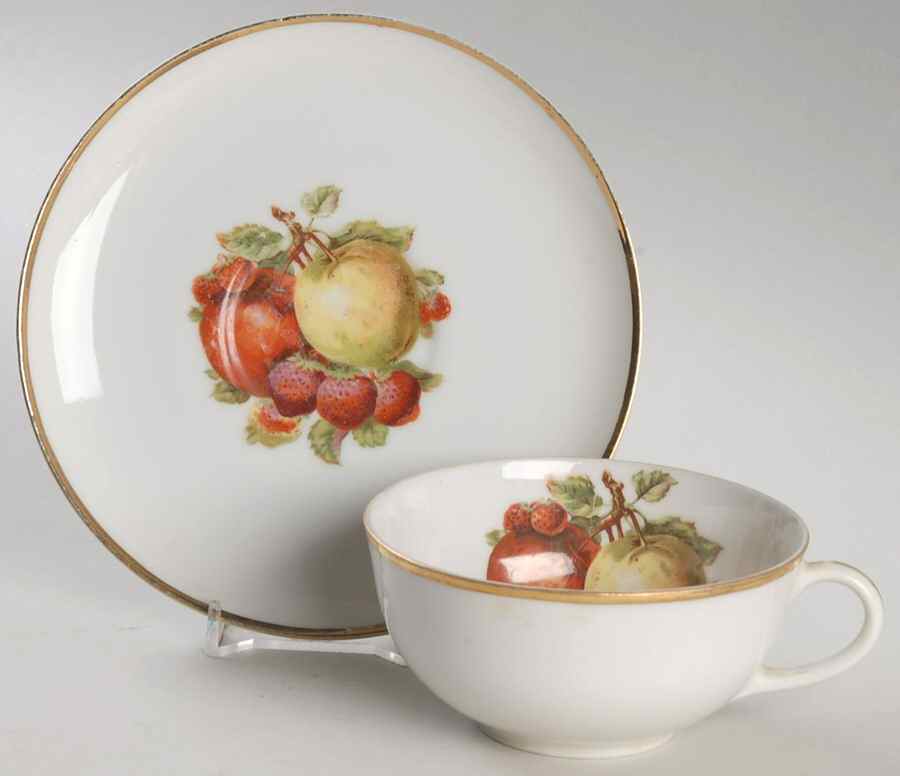 Continental Fruit Flat Cup & Saucer Set by Lipper & Mann (L & M)-1