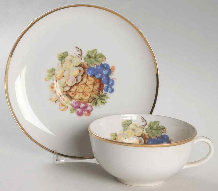 Continental Fruit Flat Cup & Saucer Set by Lipper & Mann (L & M)-1