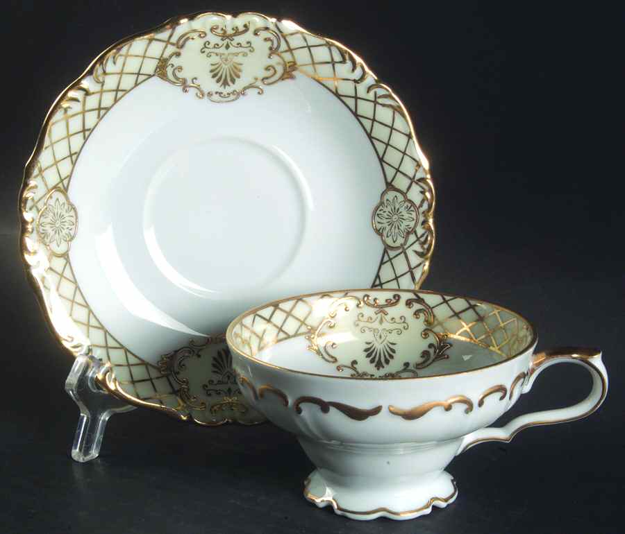 Golden Symphony (L & M) Footed Cup & Saucer Set by Lipper & Mann (L & M)-1
