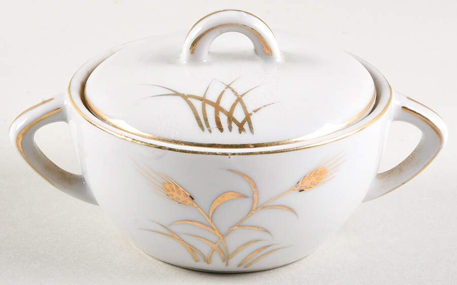 Golden Wheat Sugar Bowl & Lid by Lipper & Mann (L & M)-1