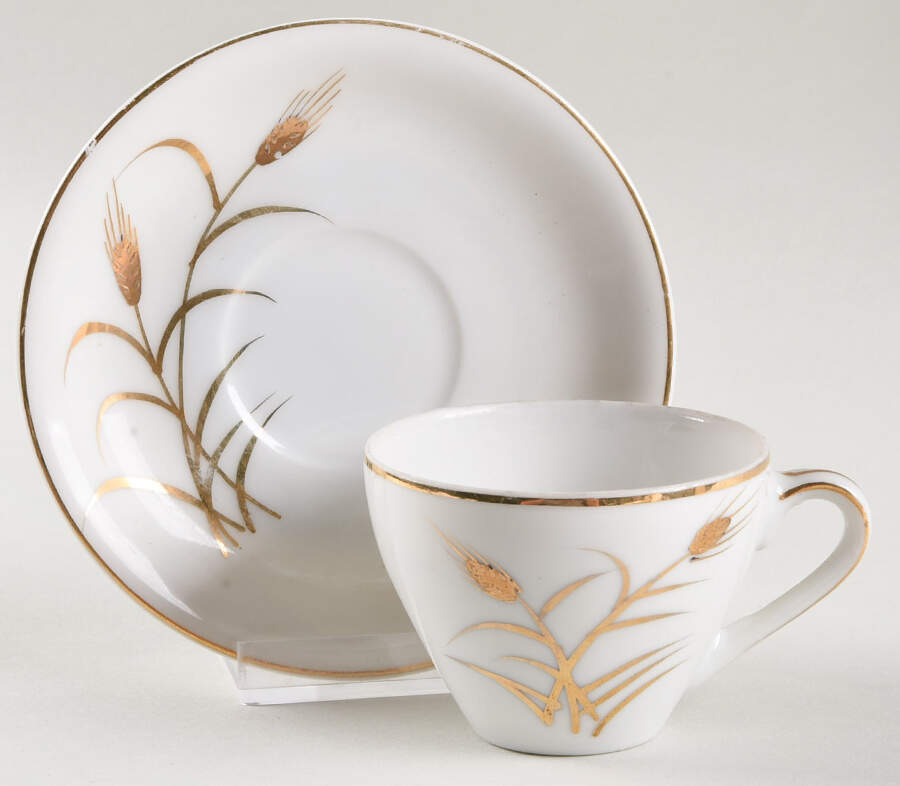 Golden Wheat Demitasse Cup & Saucer Set by Lipper & Mann (L & M)-1