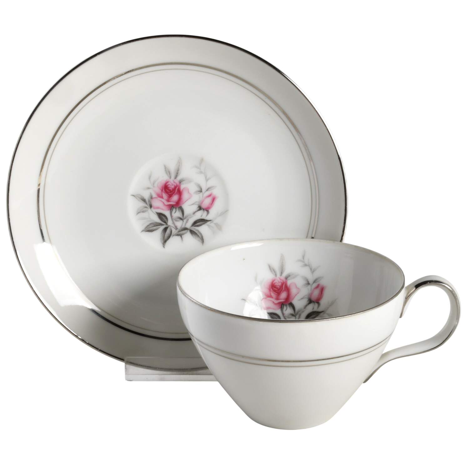 Jolie Fleur Flat Cup & Saucer Set by Lipper & Mann (L & M)-1