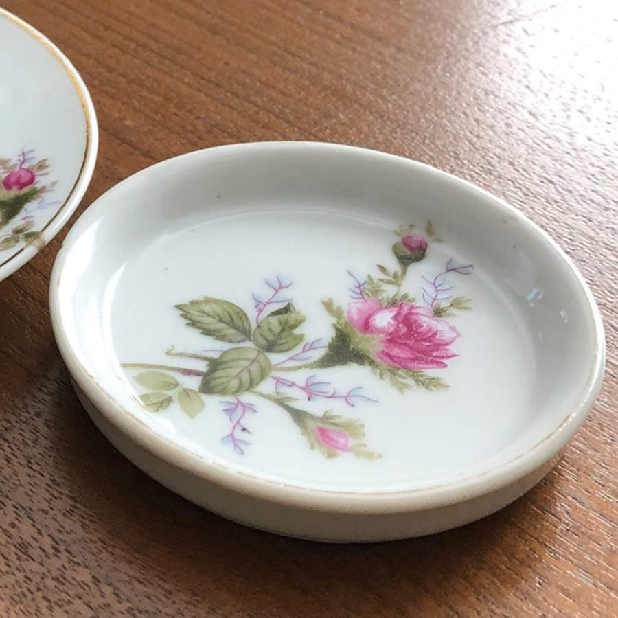 Pompadour Rose (Gold Trim) Butter Pat by Lipper & Mann (L & M)-1