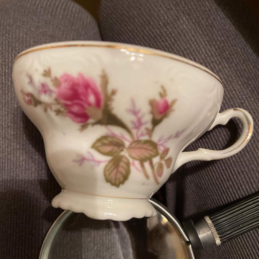 Pompadour Rose (Gold Trim) Footed Cup by Lipper & Mann (L & M)-1