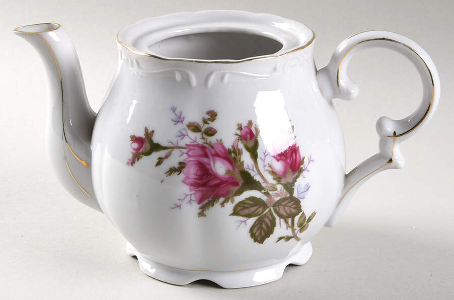 Pompadour Rose (Gold Trim) Musical Teapot No Lid by Lipper & Mann (L & M)-1