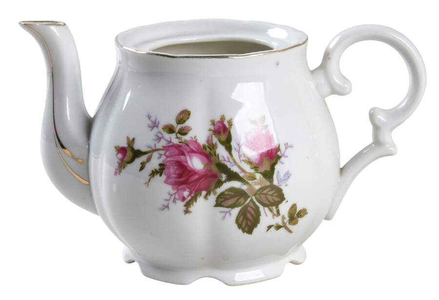 Pompadour Rose (Gold Trim) Teapot No Lid by Lipper & Mann (L & M)-1