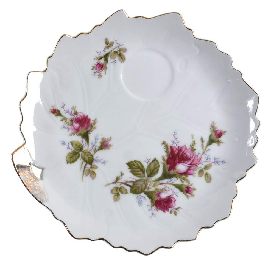 Pompadour Rose (Gold Trim) Snack Plate by Lipper & Mann (L & M)-1