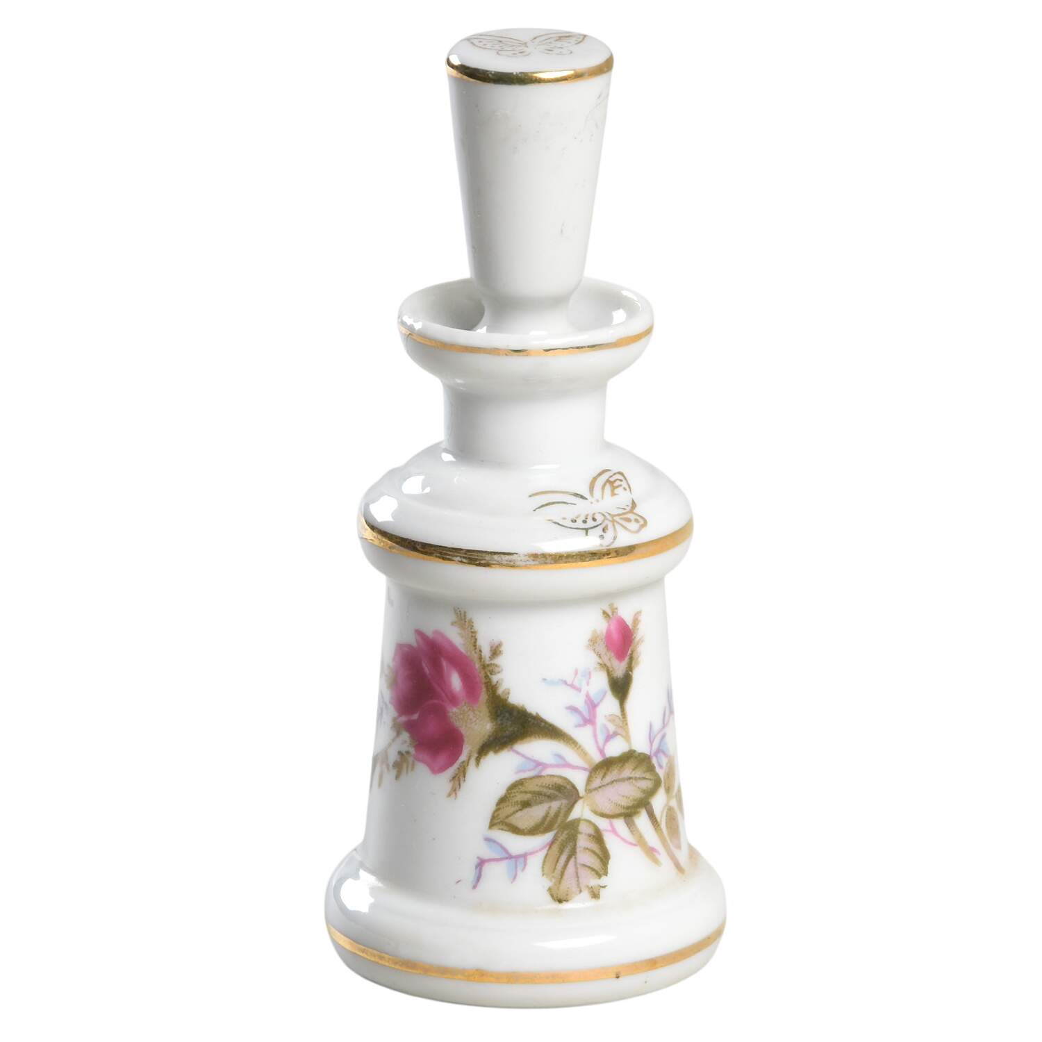 Pompadour Rose (Gold Trim) Perfume Bottle with Stopper by Lipper & Mann (L & M)-1