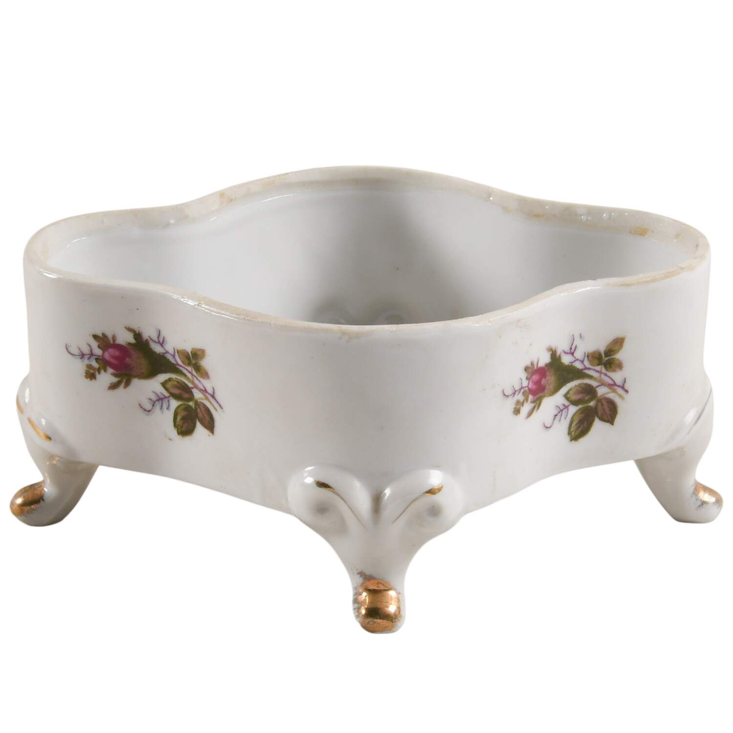 Pompadour Rose (Gold Trim) Trinket Box No Lid by Lipper & Mann (L & M)-1