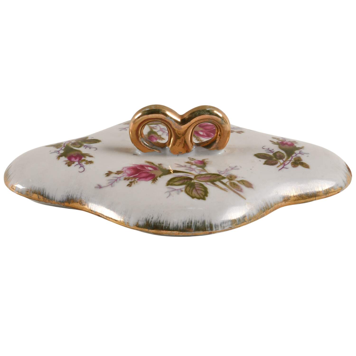 Pompadour Rose (Gold Trim) Lid for Trinket Box by Lipper & Mann (L & M)-1