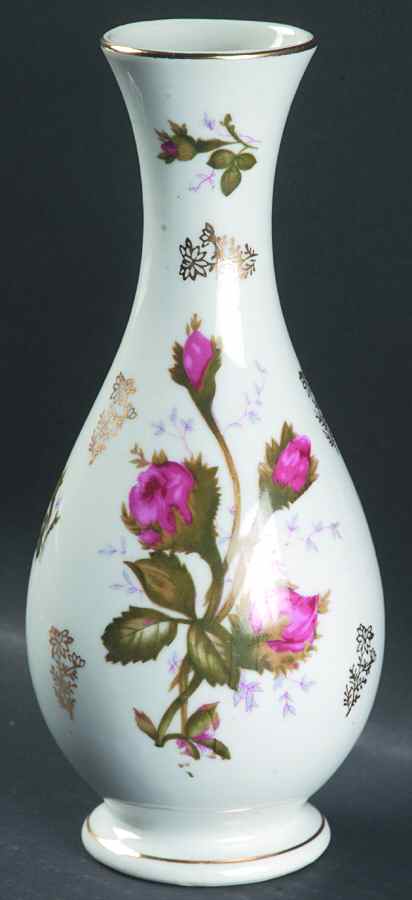 Pompadour Rose (Gold Trim) 8" Vase by Lipper & Mann (L & M)-1