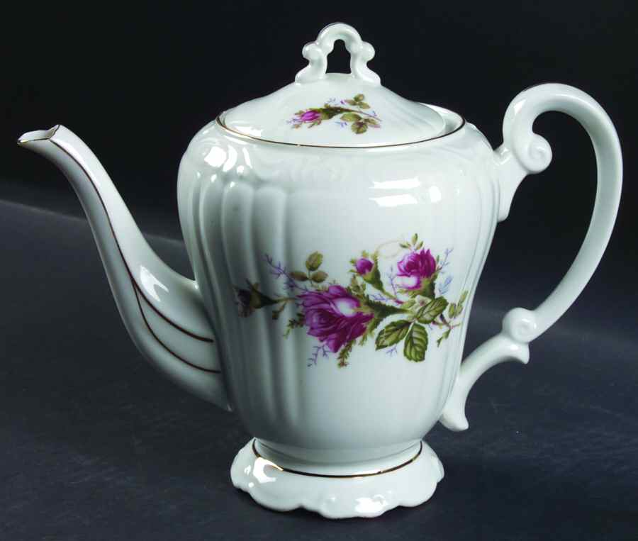 Pompadour Rose (Gold Trim) Coffee Pot & Lid by Lipper & Mann (L & M)-1