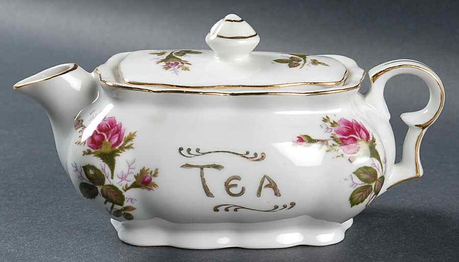 Pompadour Rose (Gold Trim) Mini Teapot & Lid by Lipper & Mann (L & M)-1