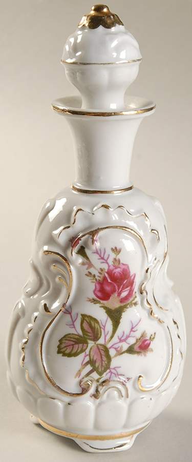 Pompadour Rose (Gold Trim) Perfume Bottle with Stopper by Lipper & Mann (L & M)-1