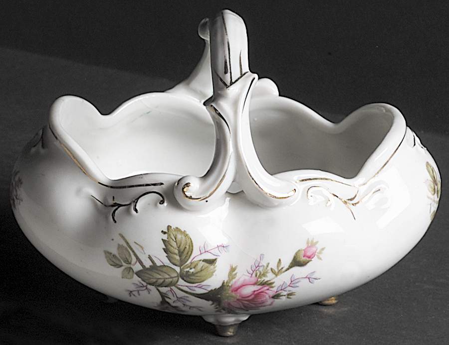 Pompadour Rose (Gold Trim) Small Basket by Lipper & Mann (L & M)-1