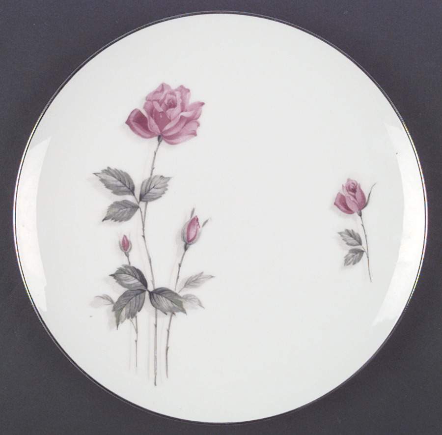 Royal Rose (Platinum Trim) Dinner Plate by Lipper & Mann (L & M)-1
