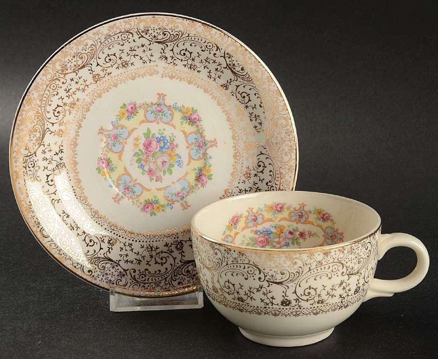Parisian Center Flat Cup & Saucer Set by Lamode (USA)-1