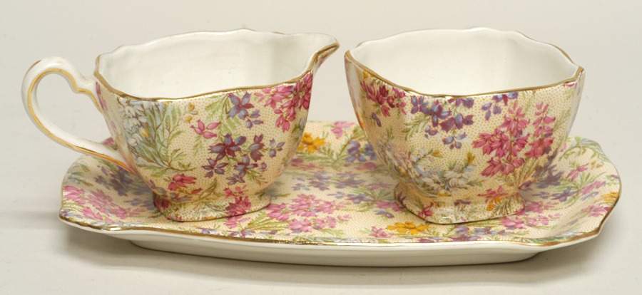 Heather Creamer & Open Sugar with Tray by Lord Nelson-1