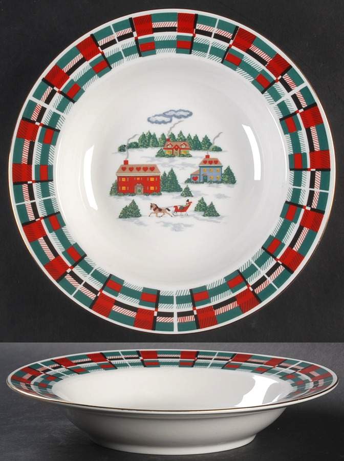 Christmas At Home Rim Soup Bowl by Lynn's China-1