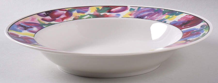 Floral Mist Rim Soup Bowl by Lynn's China-1