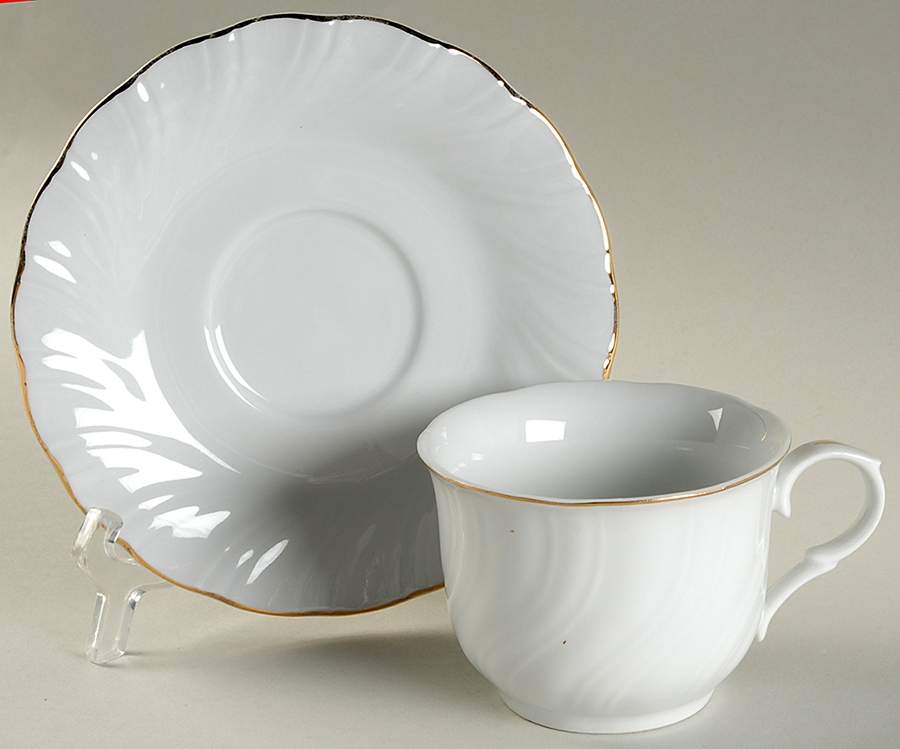 Golden Pearl Flat Cup & Saucer Set by Lynn's China-1