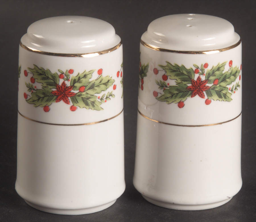 Holly Wreath Salt & Pepper Set by Lynn's China-1