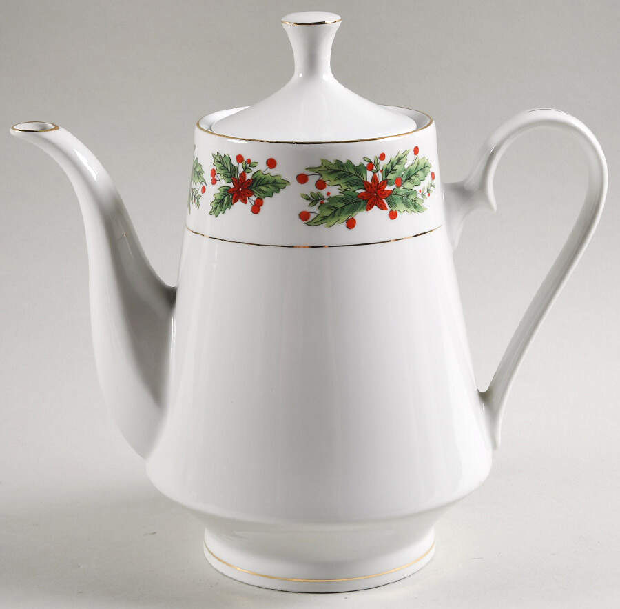 Holly Wreath Coffee Pot & Lid by Lynn's China-1