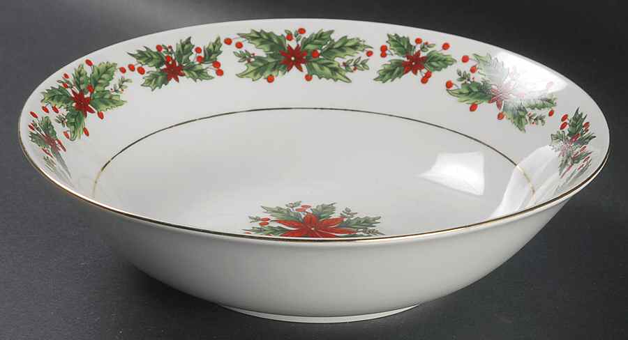 Holly Wreath 9" Round Vegetable Bowl by Lynn's China-1