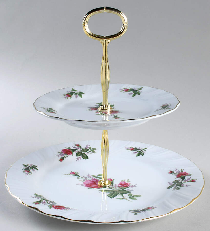 Victorian Rose 6 5/8"-10"  2 Tiered Serving Tray (Dp, Sp) HC by Lynn's China-1