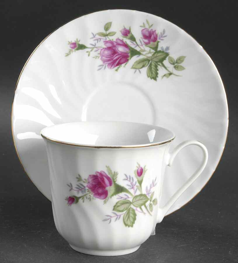 Victorian Rose Flat Cup & Saucer Set by Lynn's China-1