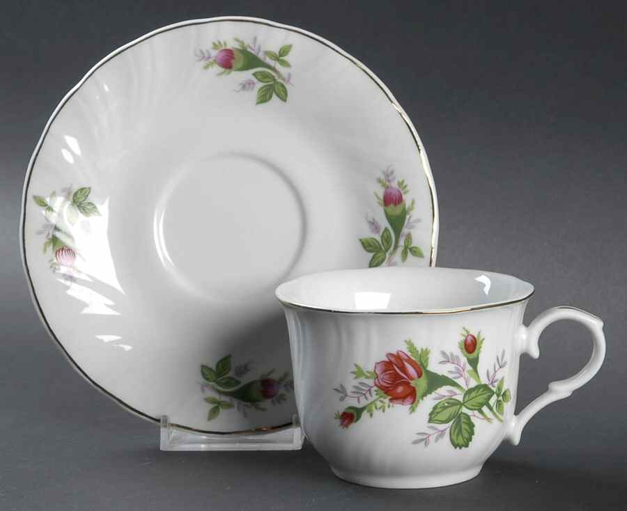 Victorian Rose Flat Cup & Saucer Set by Lynn's China-1