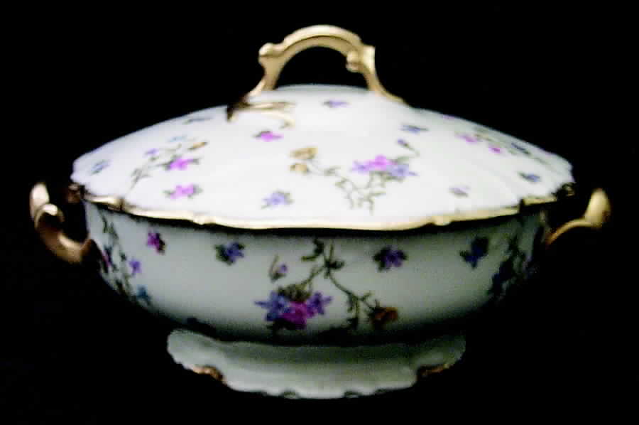 Violets Round Covered Vegetable by Lanternier-1