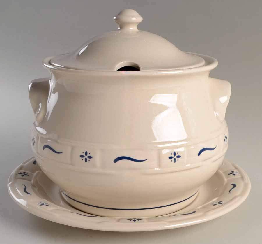 Woven Traditions Classic Blue Tureen & Lid w/Underplate by Longaberger-1
