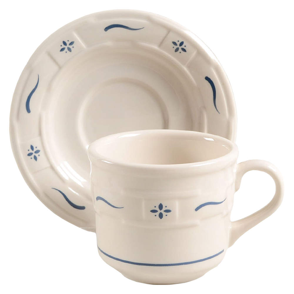 Woven Traditions Classic Blue Flat Cup & Saucer Set by Longaberger-1