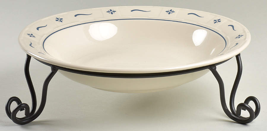 Woven Traditions Classic Blue 12" Pasta Serving Bowl & Metal Stand by Longaberger-1