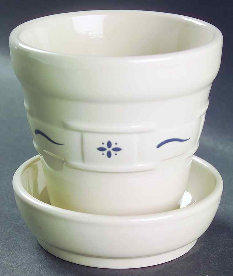 Woven Traditions Classic Blue 4" Flower Pot with Underplate by Longaberger-1