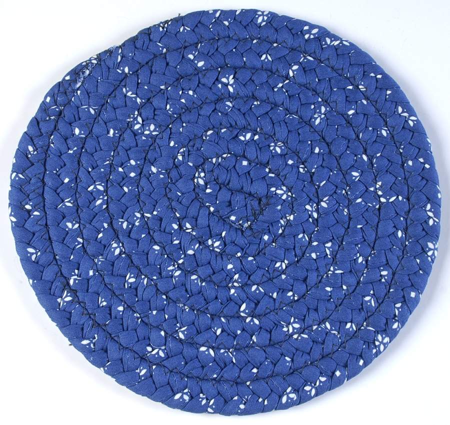 Woven Traditions Classic Blue 9" Round Cloth Trivet by Longaberger-1