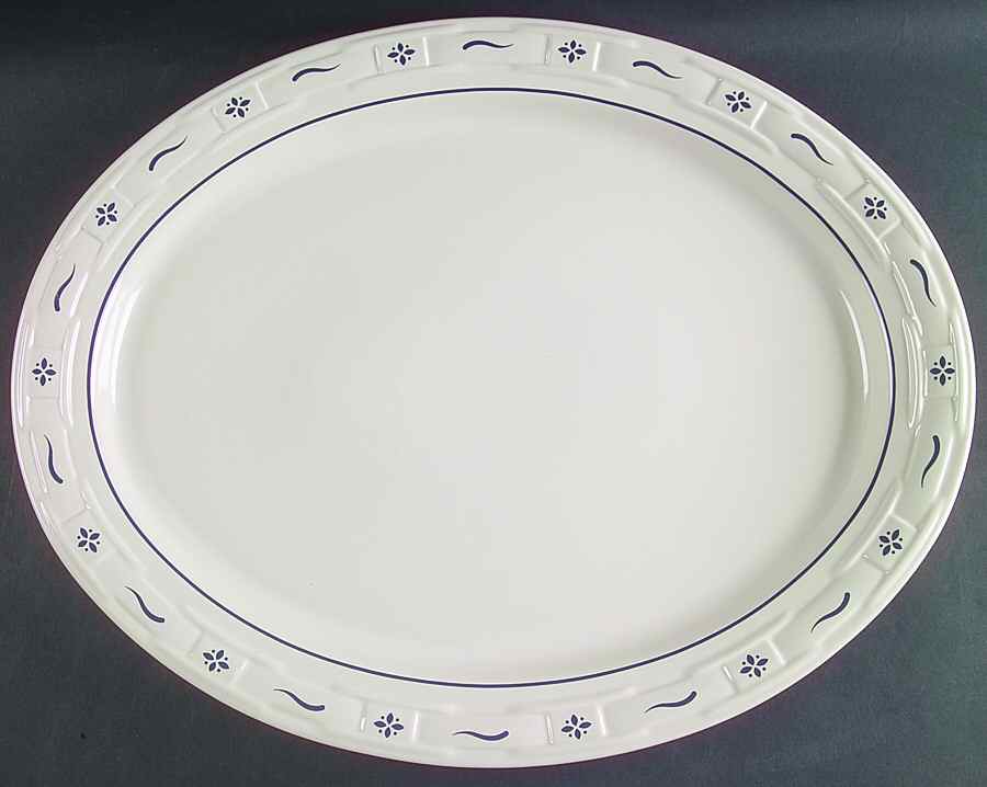 Woven Traditions Classic Blue 19" Oval Serving Platter by Longaberger-1