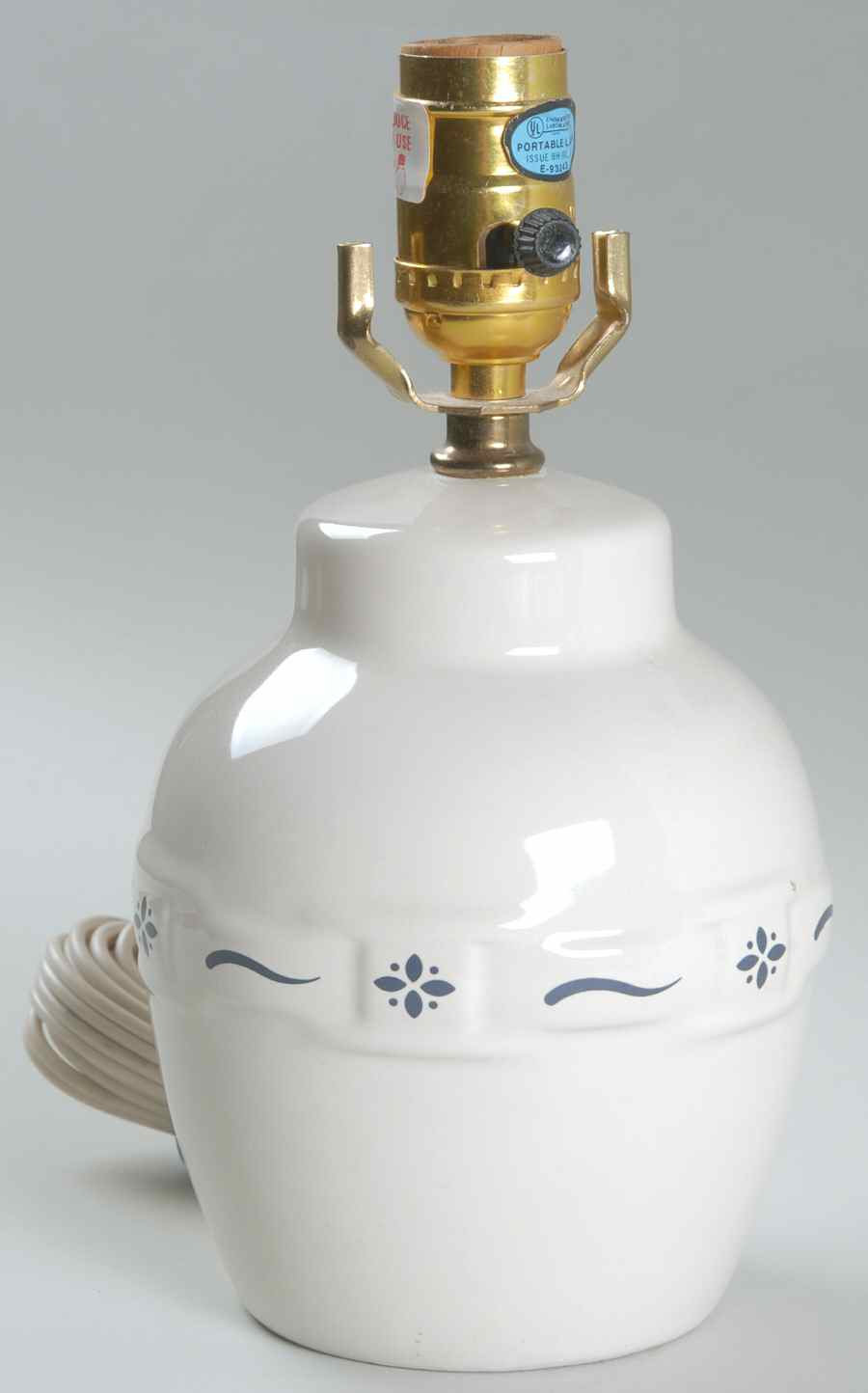 Woven Traditions Classic Blue 15" Electric Lamp No Shade by Longaberger-1