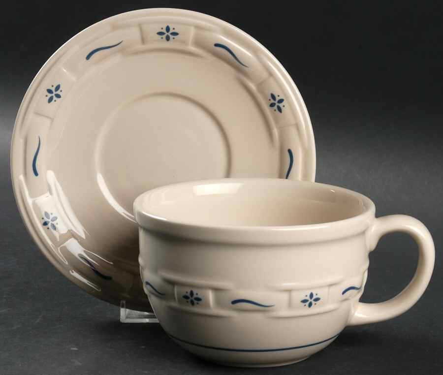 Woven Traditions Classic Blue Cappuccino Cup & Saucer Set by Longaberger-1