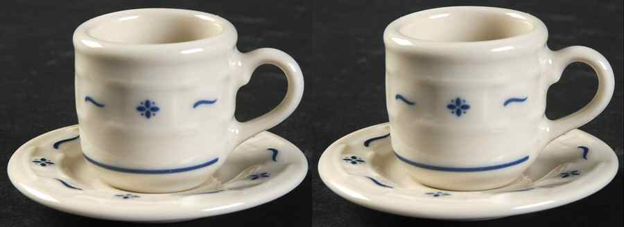 Woven Traditions Classic Blue Miniature Cup & Saucer Set - Set of 2 by Longaberger-1