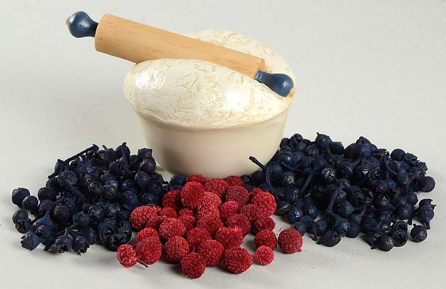 Woven Traditions Classic Blue Berries & Dough for Miniature Mixing Bowl Set by Longaberger-1