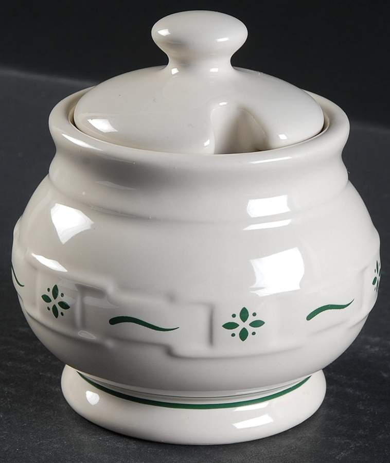 Woven Traditions Heritage Green Sugar Bowl & Lid by Longaberger-1