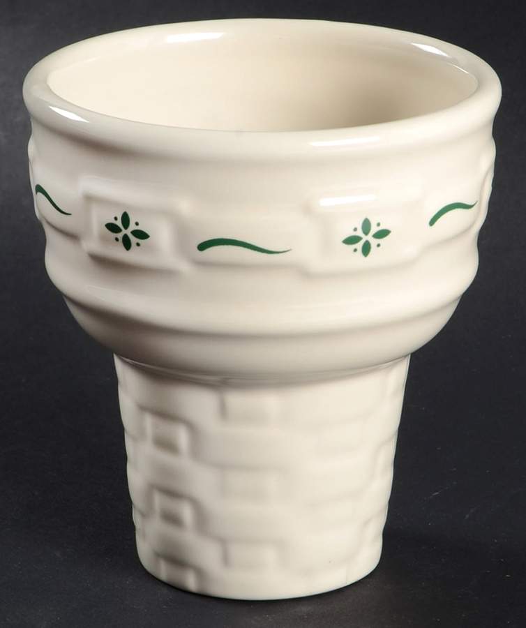 Woven Traditions Heritage Green Ice Cream Cone Shaped Dish by Longaberger-1
