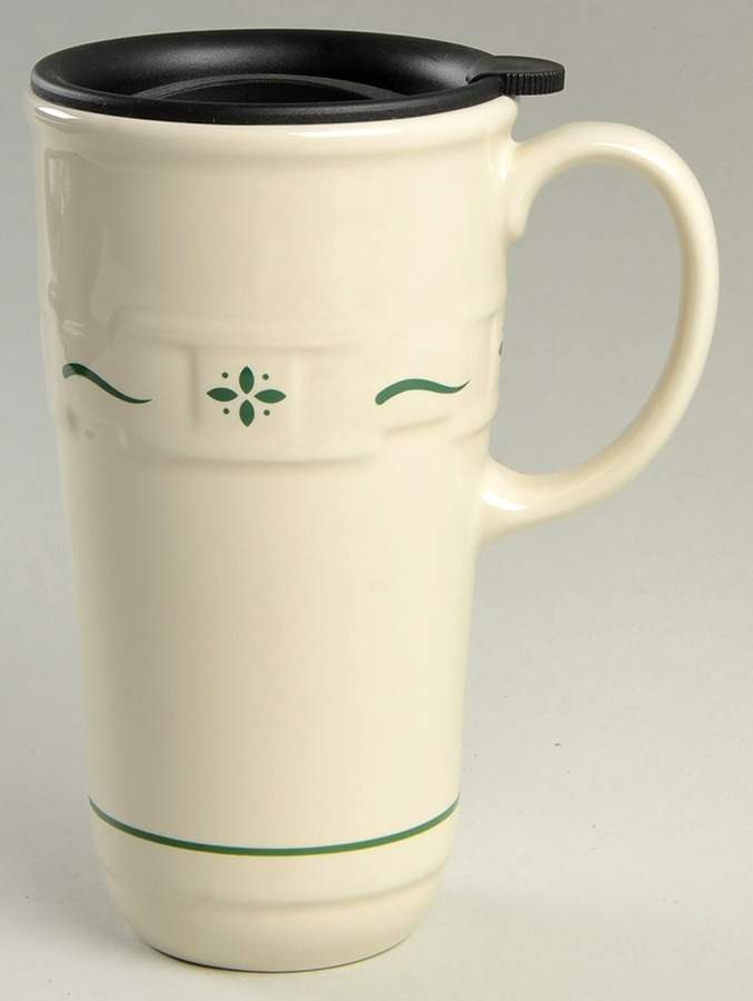 Woven Traditions Heritage Green Travel Mug & Plastic Lid by Longaberger-1