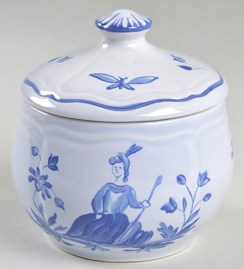 Blue Moustiers Sugar Bowl & Lid by Longchamp-1