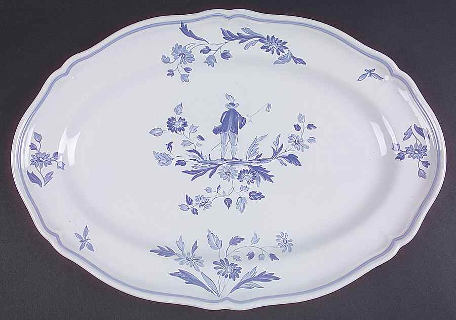 Blue Moustiers 16" Oval Serving Platter by Longchamp-1