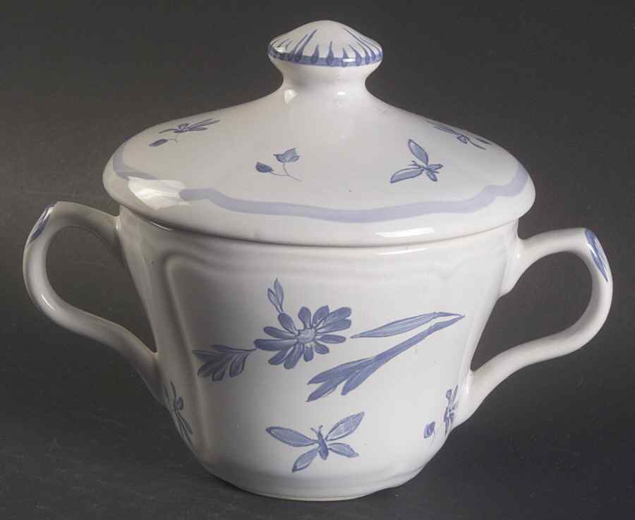 Blue Moustiers Sugar Bowl & Lid by Longchamp-1