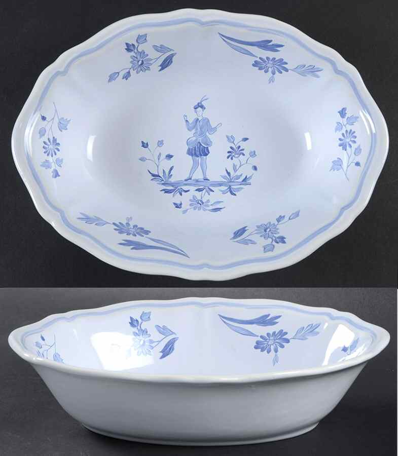 Blue Moustiers 9" Oval Vegetable Bowl by Longchamp-1